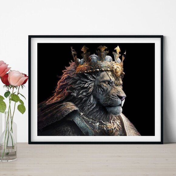 NobleCaptures Other - 8x10 Lion King Wall Art Watercolor Oil Painting Art Print
